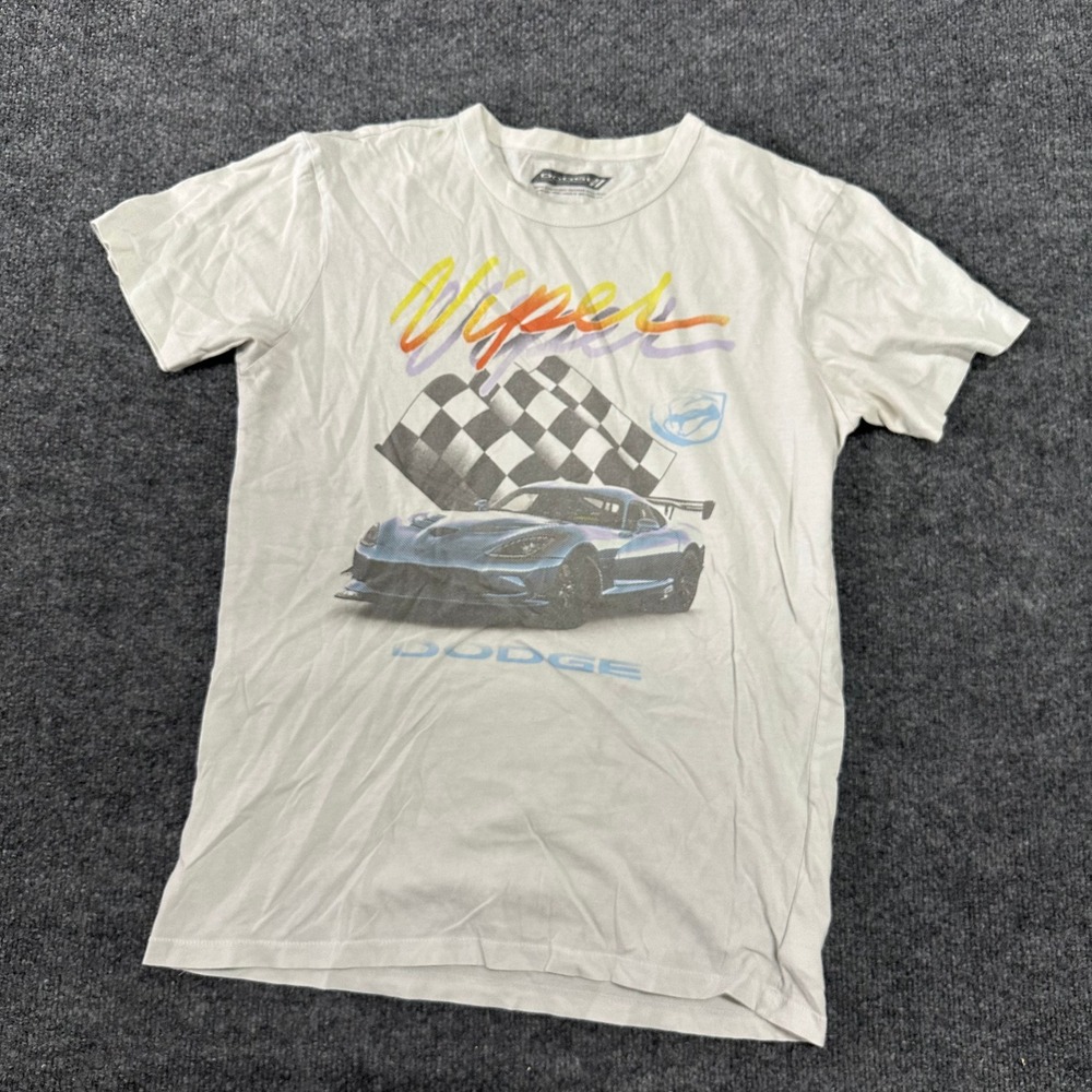 Dodge T-Shirt Mens Size XS White Viper Graphic Racing Car Short Sleeve Cotton